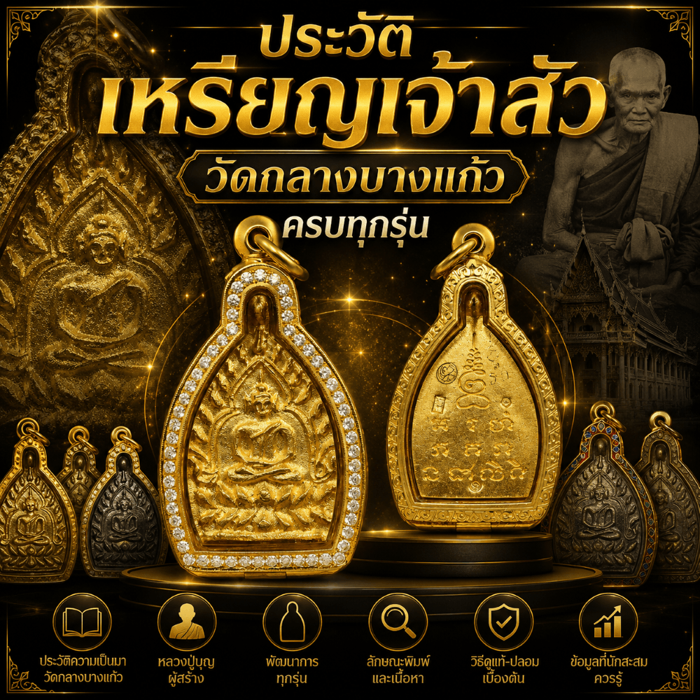ประวัติเหรียญเจ้าสัว วัดกลางบางแก้ว ครบทุกรุ่น