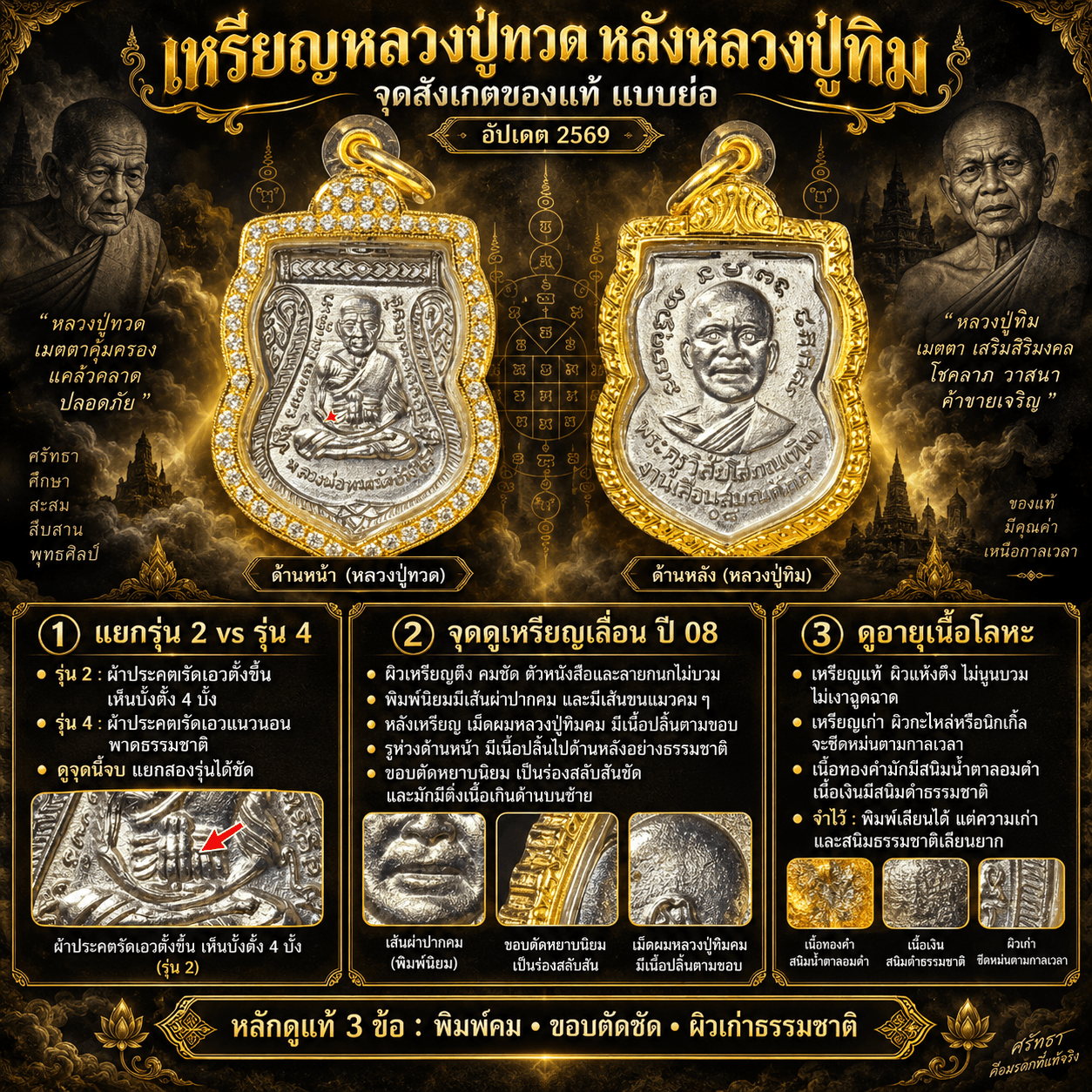 # เหรียญหลวงปู่ทวด หลังหลวงปู่ทิม ทุกรุ่น ราคา จุดสังเกตของแท้ [อัพเดท 2569]